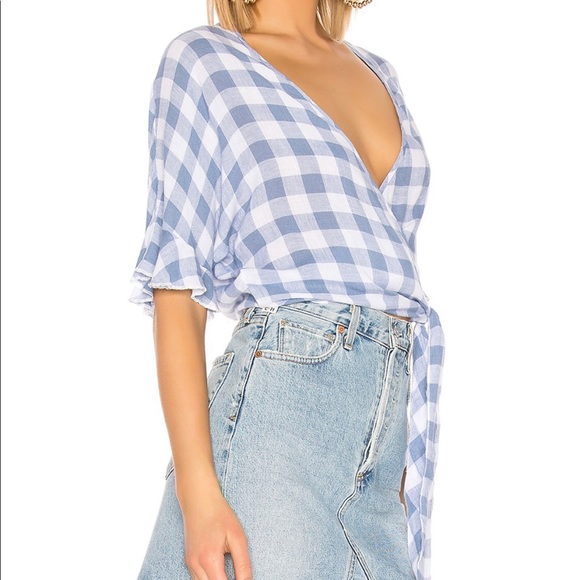 Rails Check Athena Wrap Top Periwinkle Size XS - Picture 4 of 11